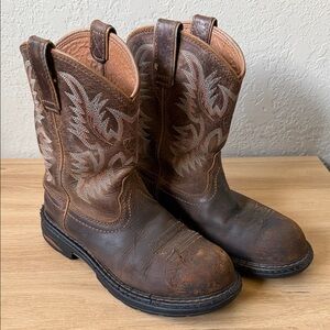 Ariat Brown Leather Western Work Boots